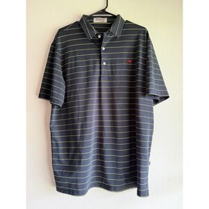 Perlis The Authentic Crawfish Men's Polo Shirt Size XL Gray Yellow Striped